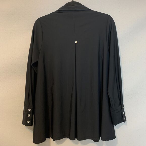 Marla Wynne Black Relaxed Pocket Shirt Women’s Small Long Sleeve Button-Down - Picture 2 of 11